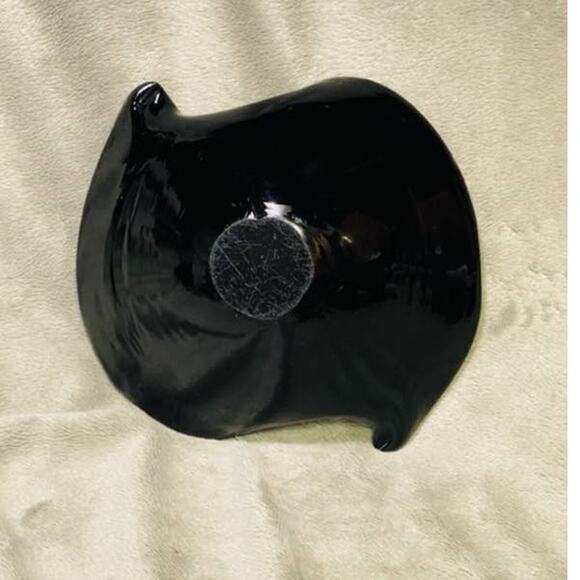 Vintage Black Italian Murano Dino Martens Tutti Frutti Ruffled Glass Bowl - Picture 2 of 5